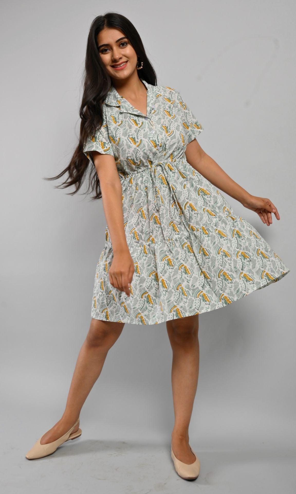 Mustard Green Dress