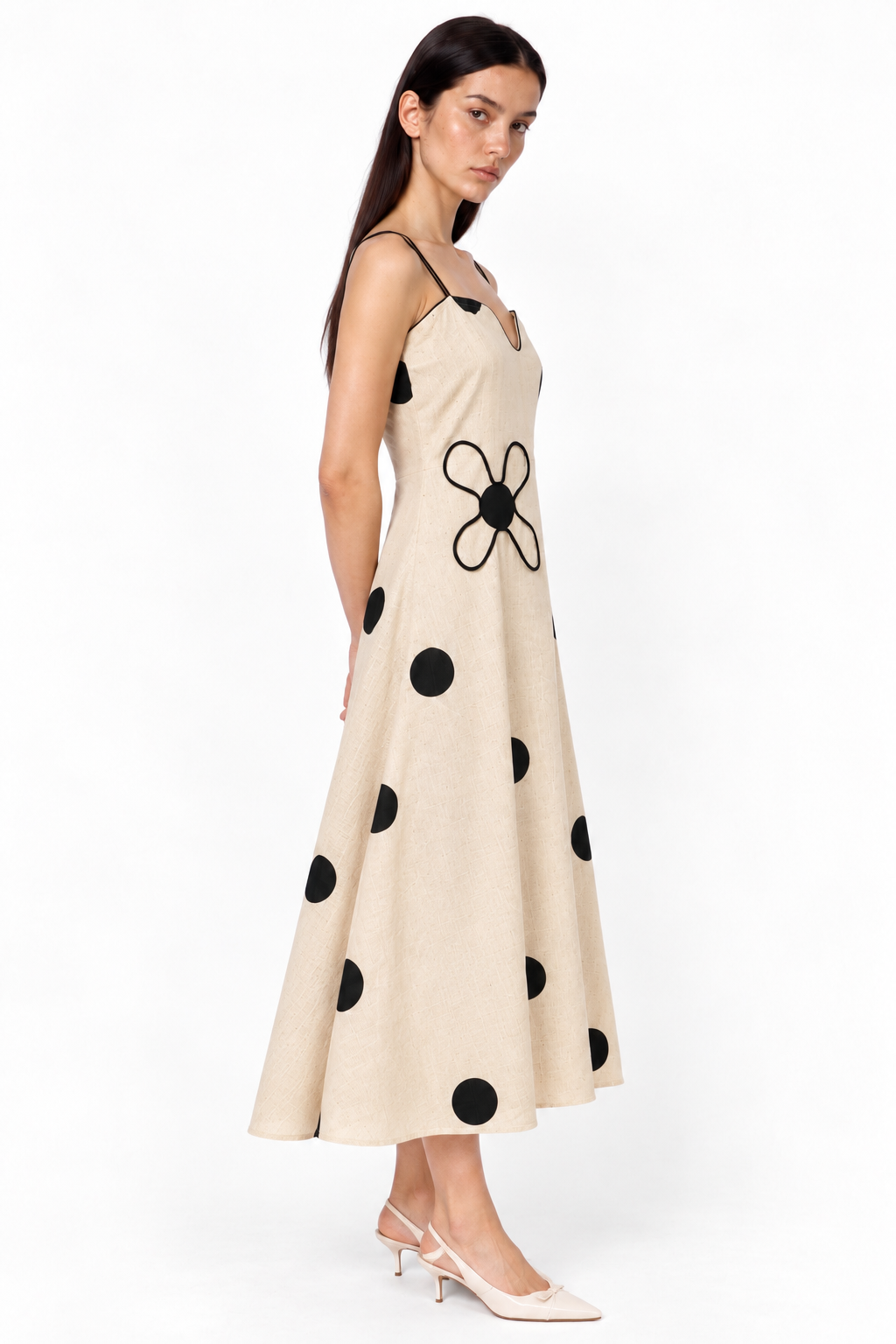 White Spot Sleeveless Dress