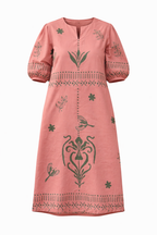 Ruffled PinkMidi Dress