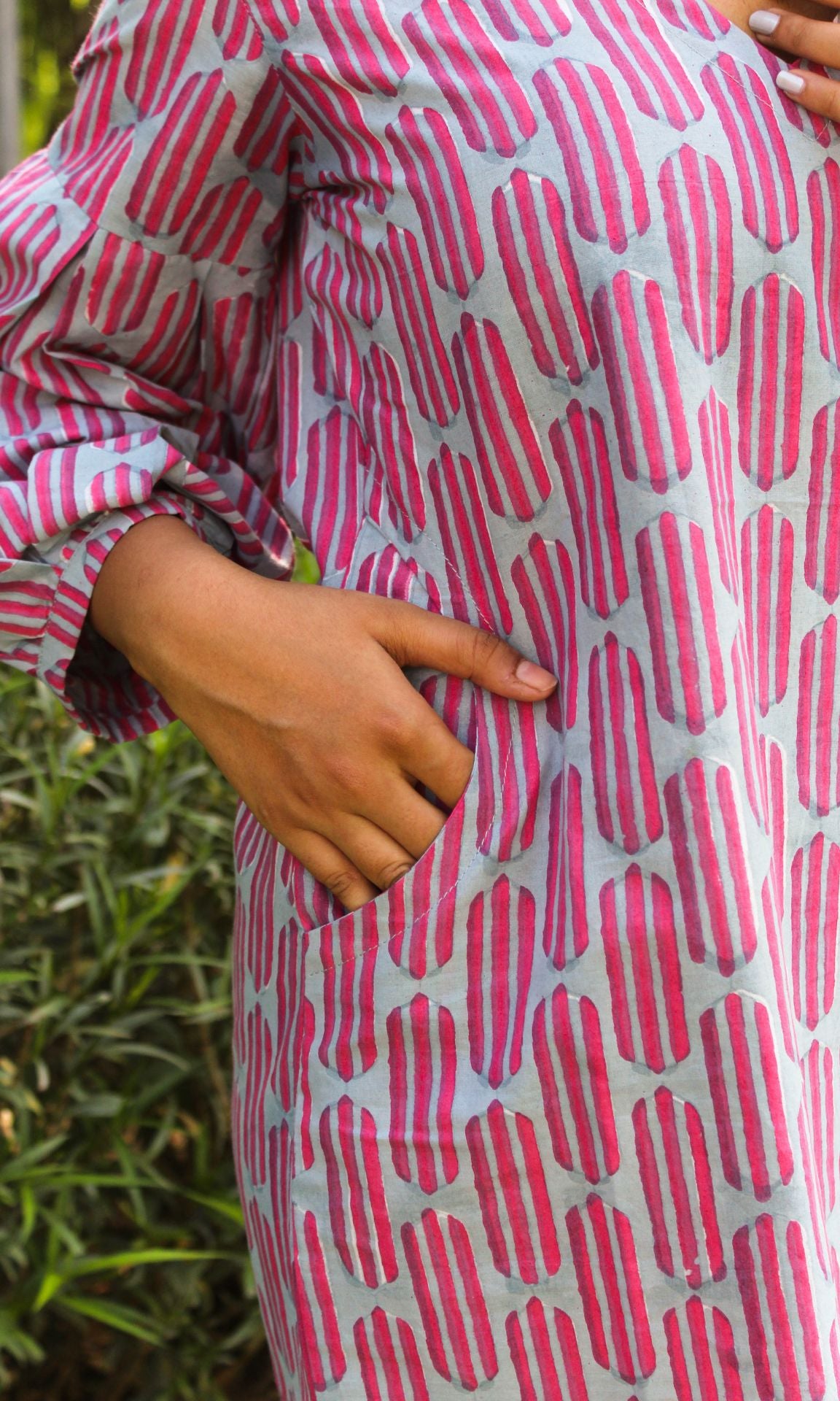 Pink and grey dress
