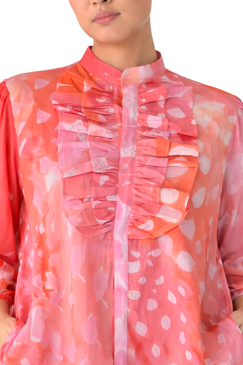 Coral Ruffle Muse Shirt