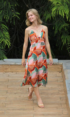 MAROON IRIS STRAP DRESS