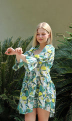 GREEN COSMOS SHORT DRESS