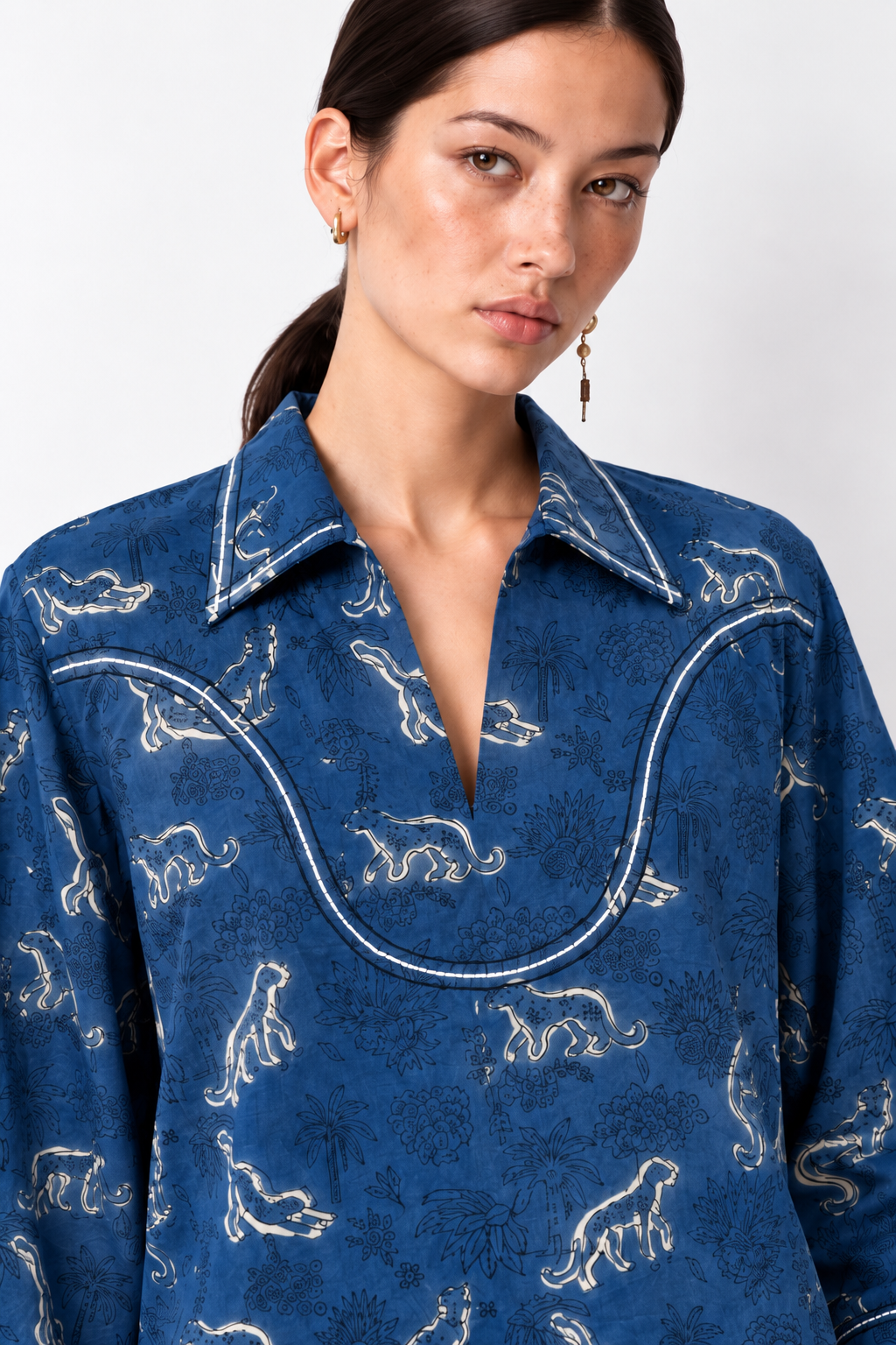 Leopard Blue Top
