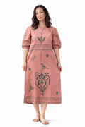 Ruffled PinkMidi Dress