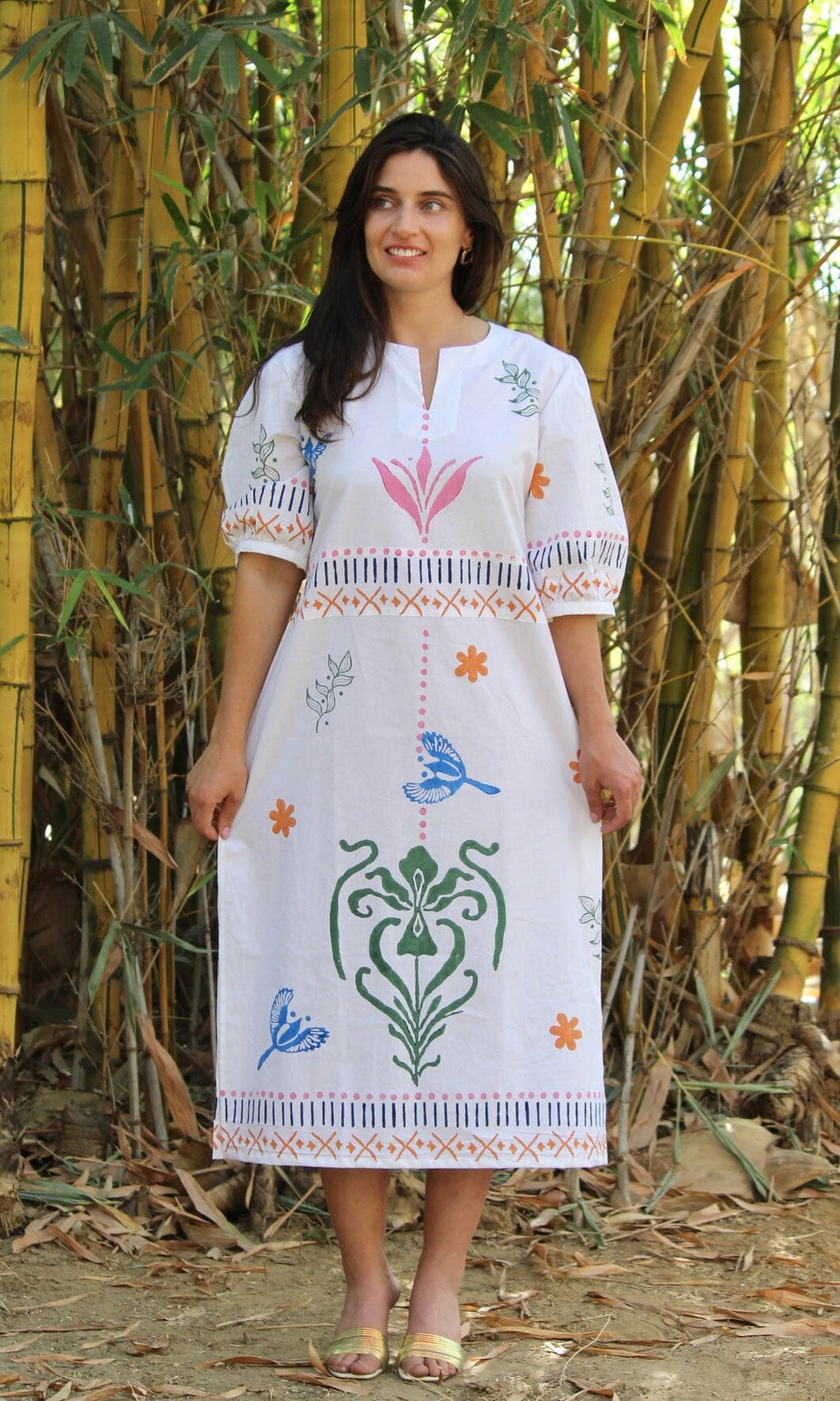 Ruffled White Midi Dress DRESSES Cyclamen 