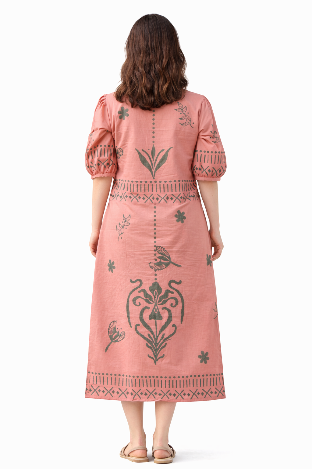 Ruffled PinkMidi Dress