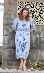 Ruffled Blue Midi Dress