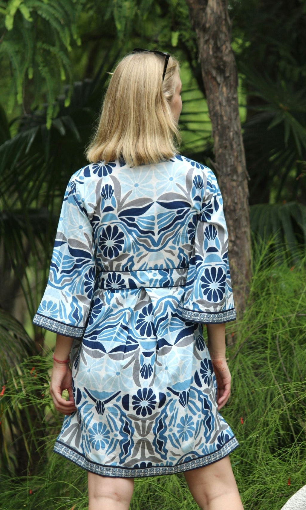 Sapphire Bloom Mini Dress