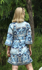 Sapphire Bloom Mini Dress