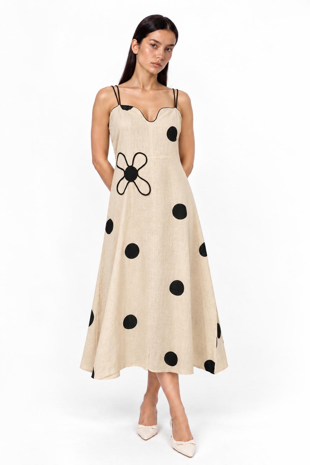 White Spot Sleeveless Dress