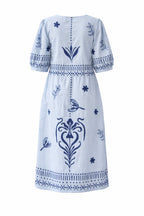 Ruffled Blue Midi Dress