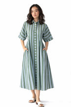 Sage stripe Midi dress