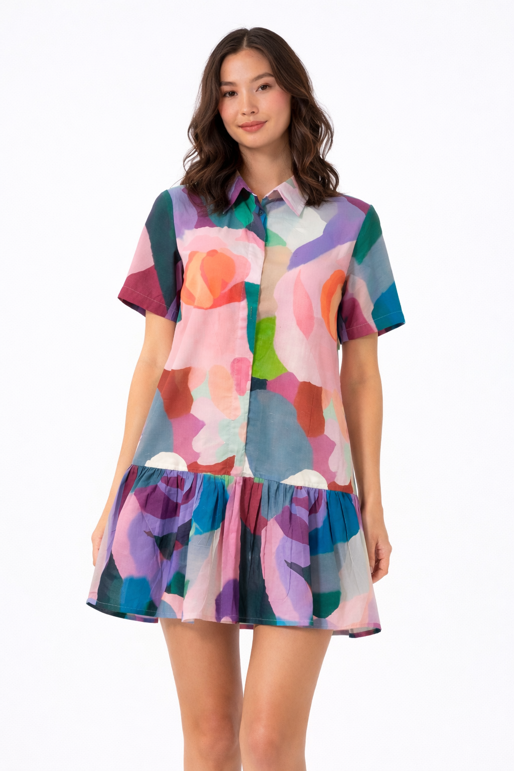 Watercolor Bloom Shirt Dress