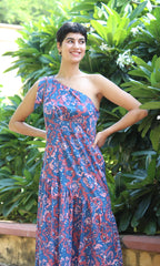 Blue Lagoon one shoulder dress