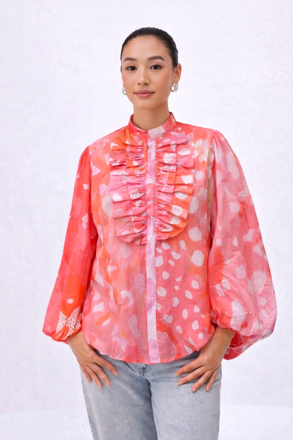 Coral Ruffle Muse Shirt