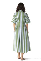 Sage stripe Midi dress