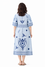 Ruffled Blue Midi Dress