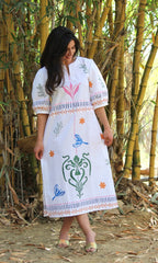 Ruffled White Midi Dress DRESSES Cyclamen 