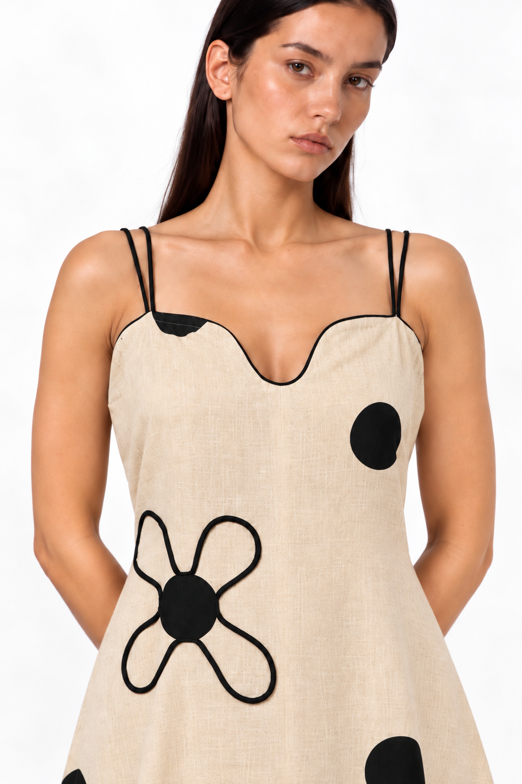 White Spot Sleeveless Dress
