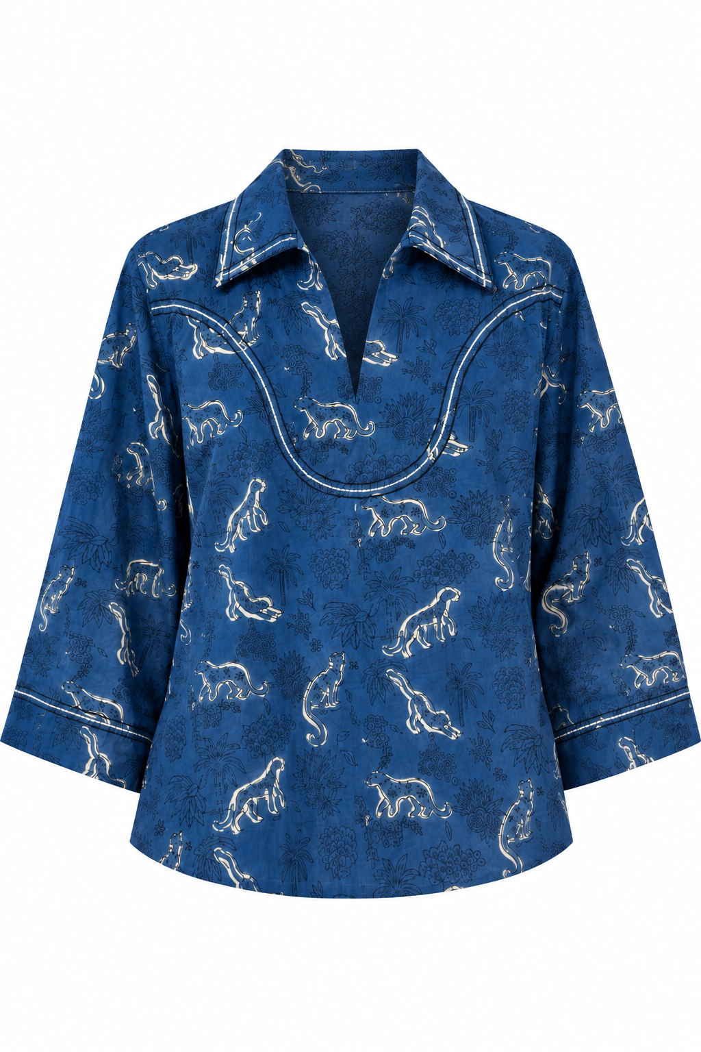 Leopard Blue Top