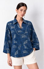 Leopard Blue Top
