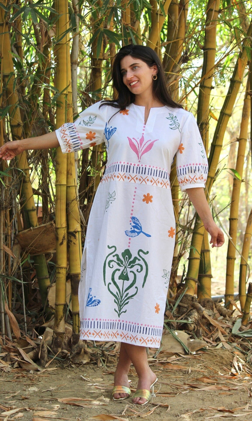 Ruffled White Midi Dress DRESSES Cyclamen 