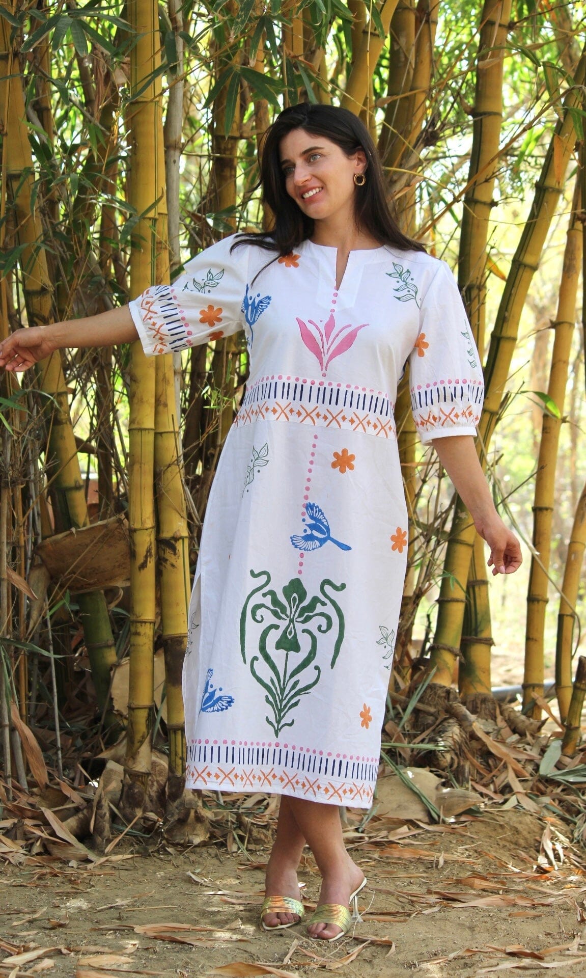 Ruffled White Midi Dress DRESSES Cyclamen 
