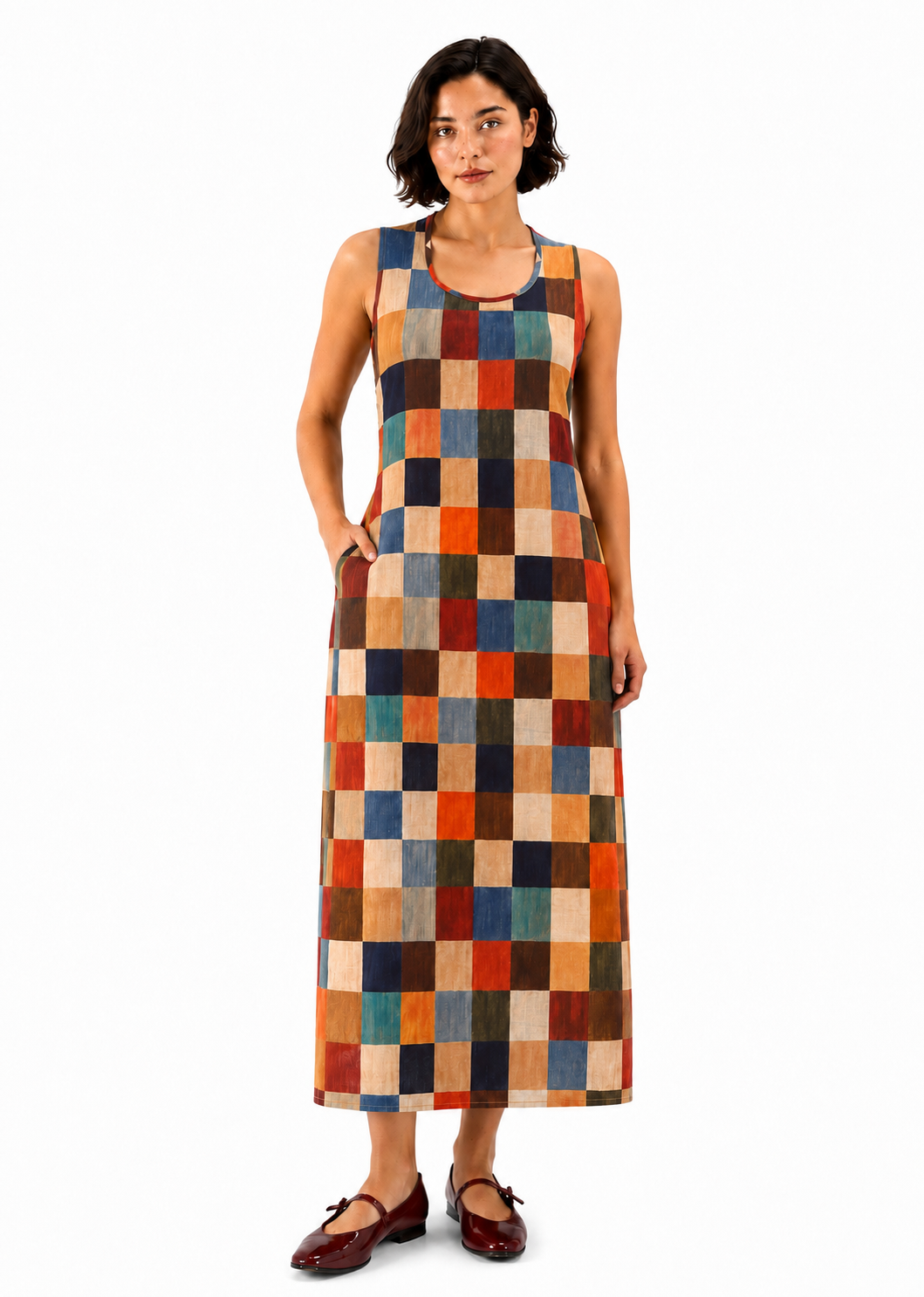 Checkered Open Back Dress – cyclamenclothing.India